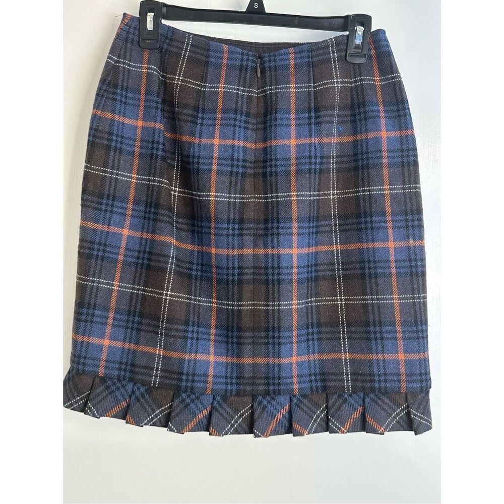 Cabi size 6 Heritage Plaid Pleated Skirt Ruffle Wool Blend Preppy - Picture 2 of 6